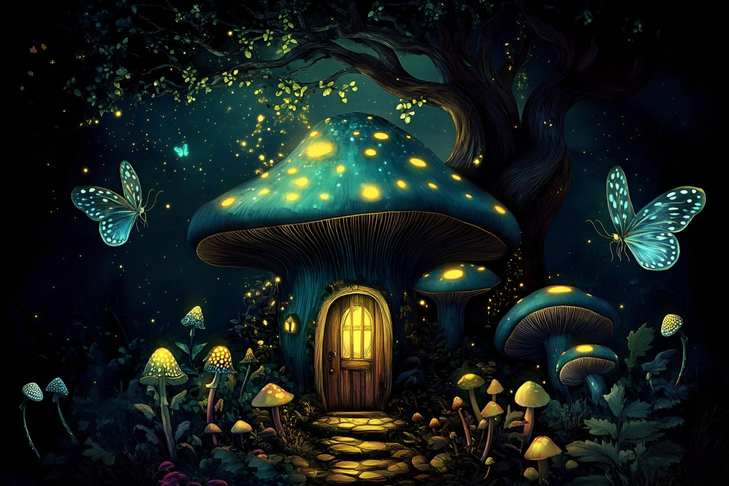 Kinder Backdrops Verzauberter Pilzwald Backdrop GQ5-187