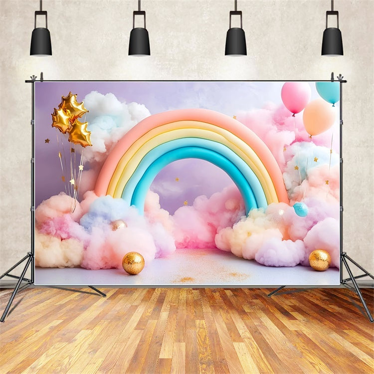Regenbogen Fotokulisse Pastell Ballonbogen Kinderkulisse GQ5-189