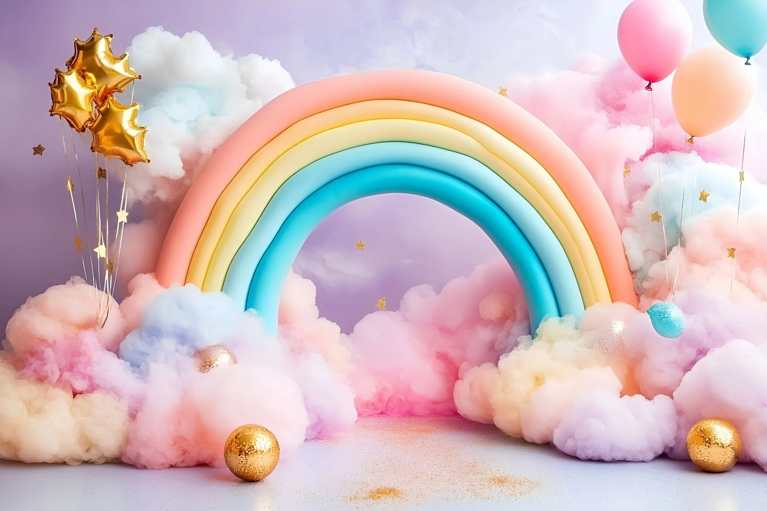 Regenbogen Fotokulisse Pastell Ballonbogen Kinderkulisse GQ5-189