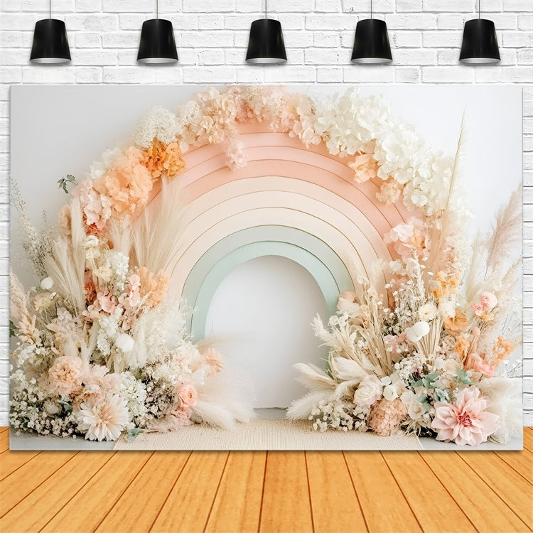 Neugeborenen-Fotohintergrund Weiches Bohu-Blumen-Bogen-Hintergrund GQ5-192