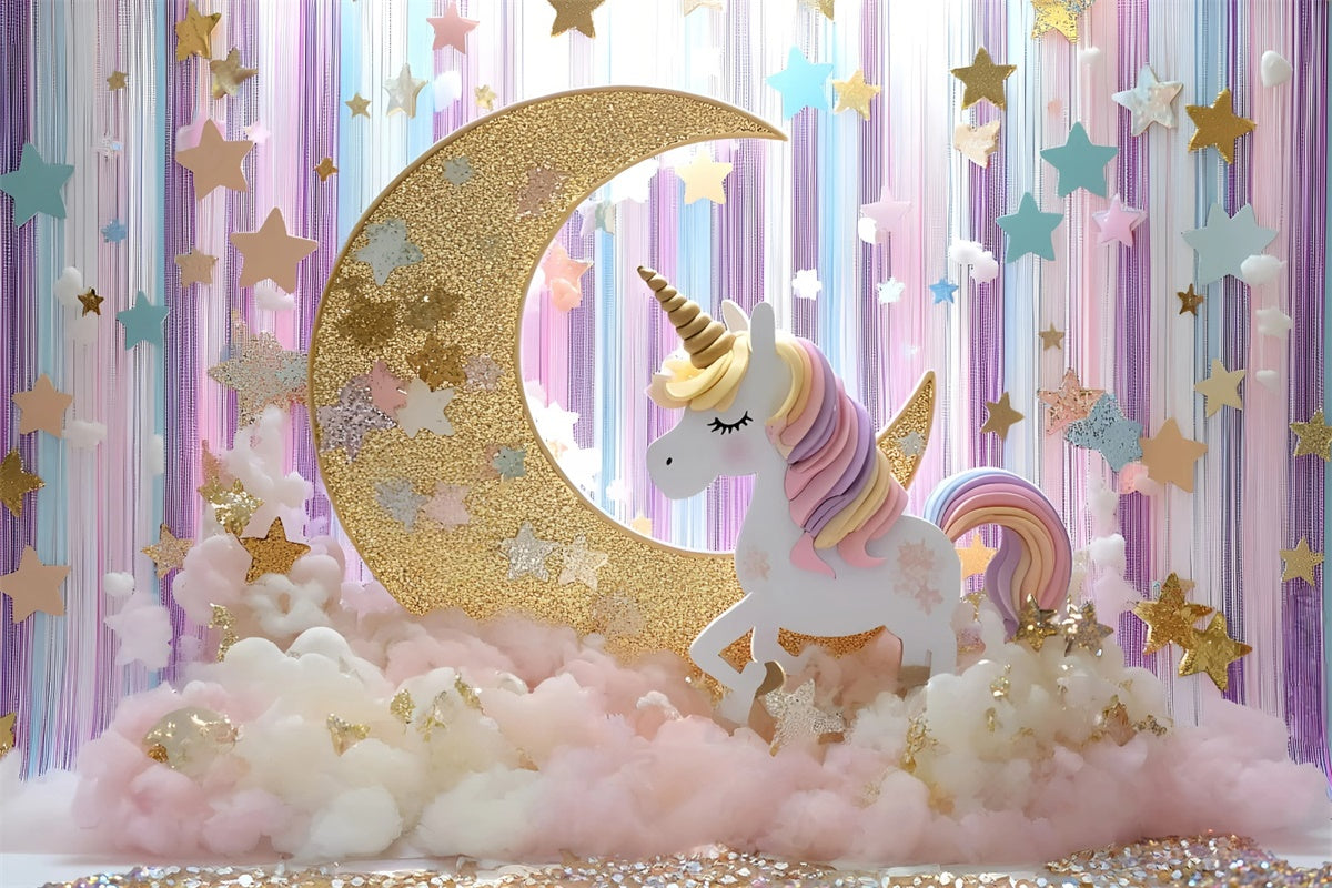 Sterne Backdrop Sterne Einhorn Fantasy Neugeborenen-Fotohintergrund GQ5-195