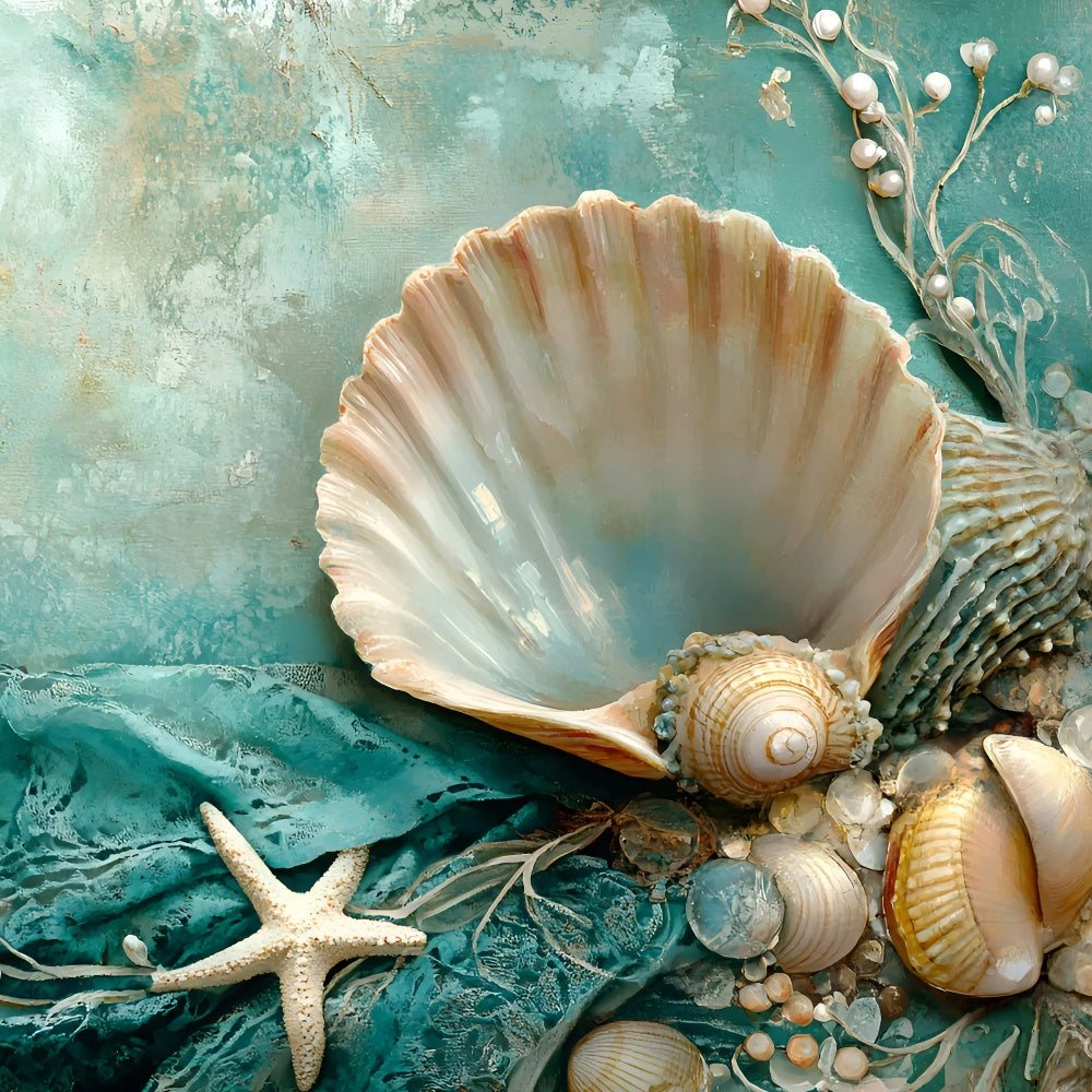 Kinder Fotohintergrund Ozean Muschel Fantasie Hintergrund GQ5-205