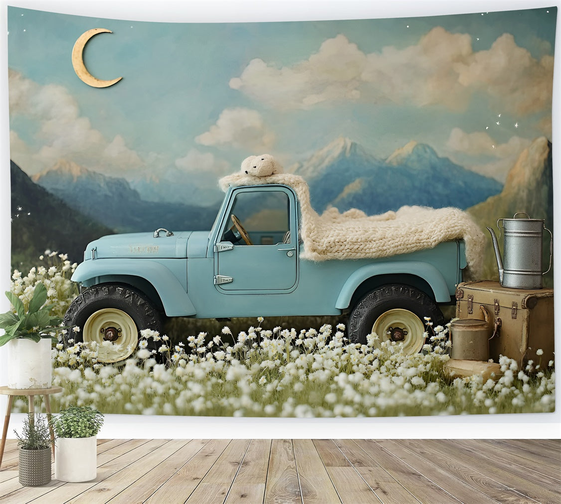 Neugeborenen-Fotoshooting-Hintergrund Blauer Truck Abenteuer-Hintergrund GQ5-208