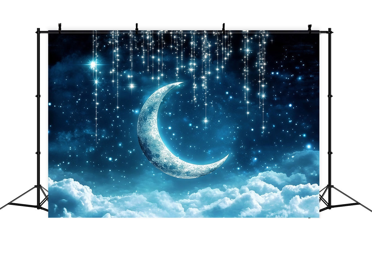 Mond und Sterne Backdrop Mitternachtsblau Mond Backdrop GQ5-68
