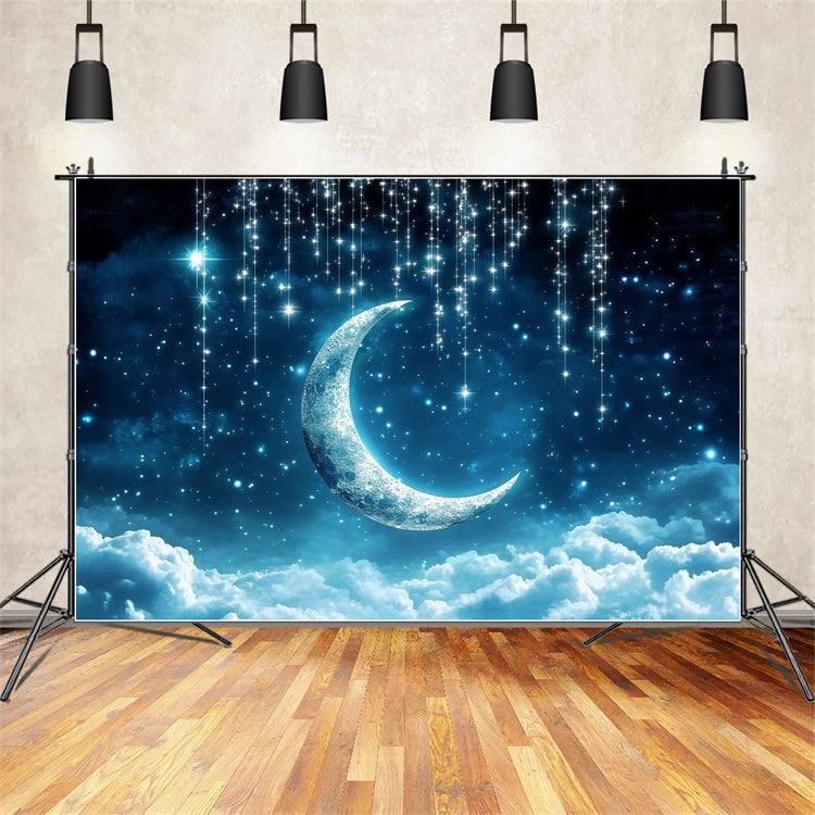 Mond und Sterne Backdrop Mitternachtsblau Mond Backdrop GQ5-68