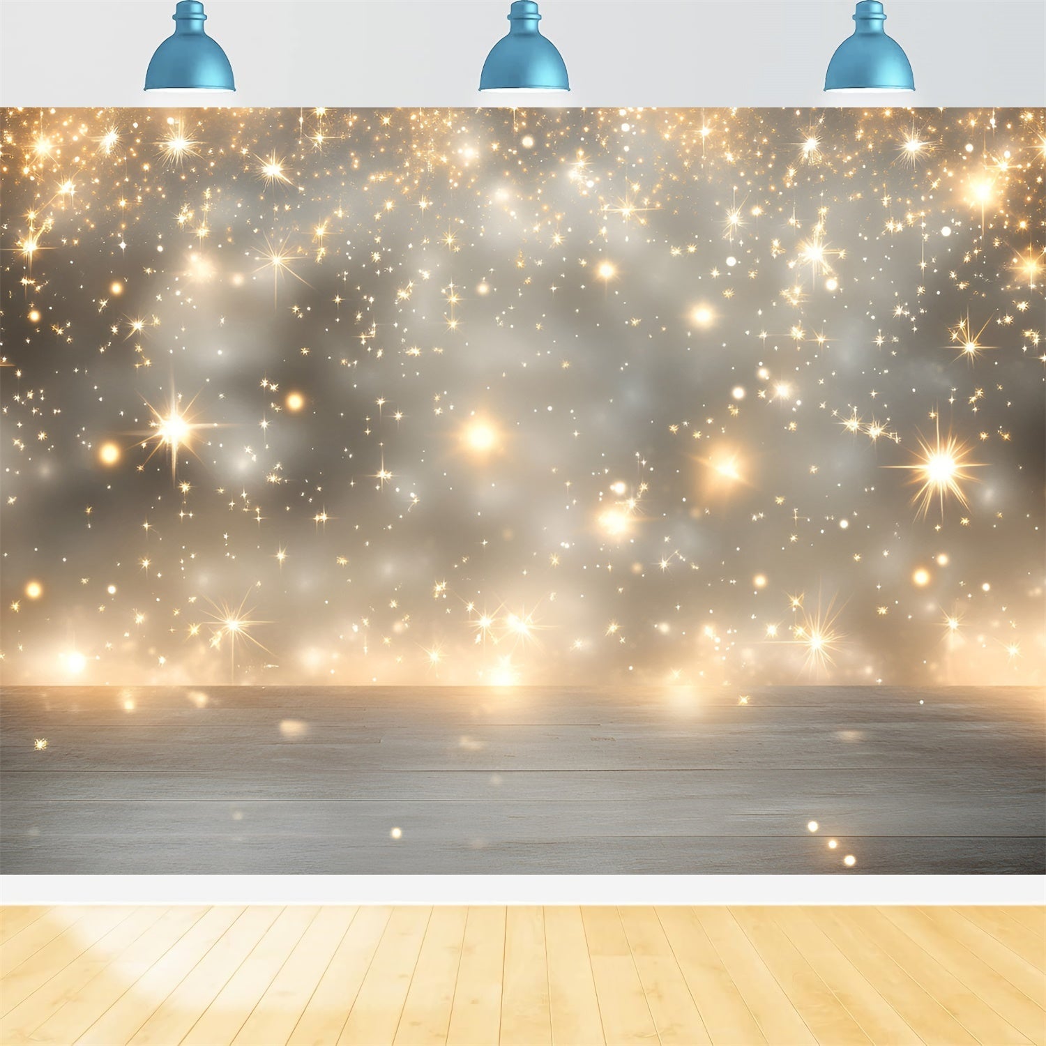 Sterne Backdrop Holzboden Sparkle Star Backdrop GQ5-70