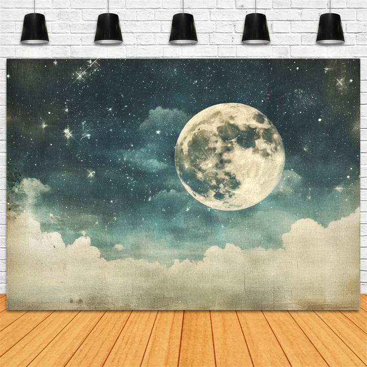 Sternennacht Backdrop Vintage Mond Wolke Himmel Backdrop GQ5-72