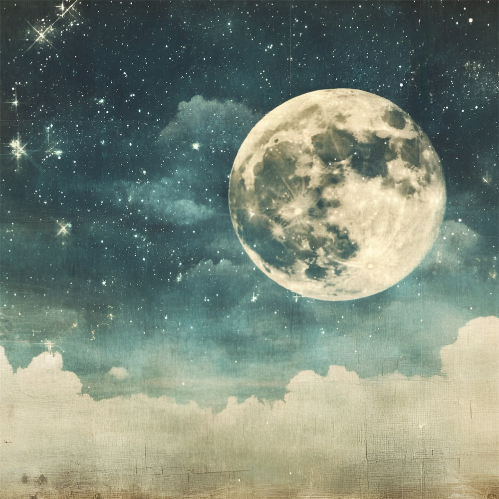 Sternennacht Backdrop Vintage Mond Wolke Himmel Backdrop GQ5-72