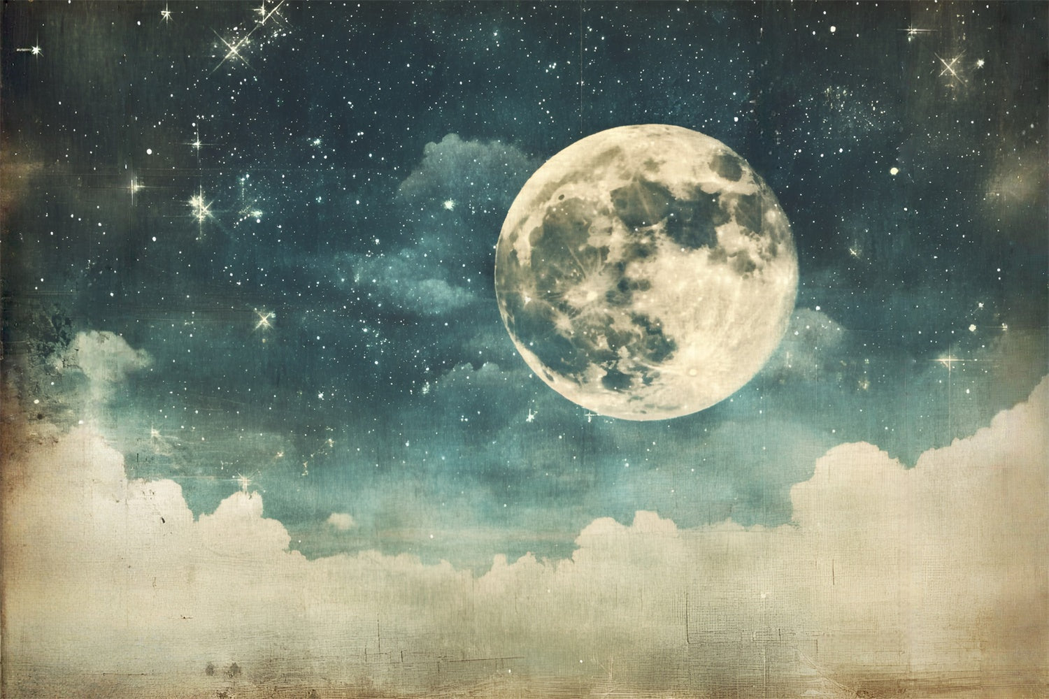 Sternennacht Backdrop Vintage Mond Wolke Himmel Backdrop GQ5-72