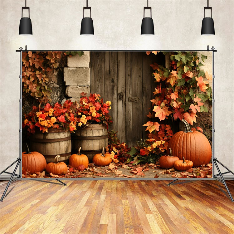 Herbst Blätter Hintergrund Holztür Herbst Floral Hintergrund GQ5-98