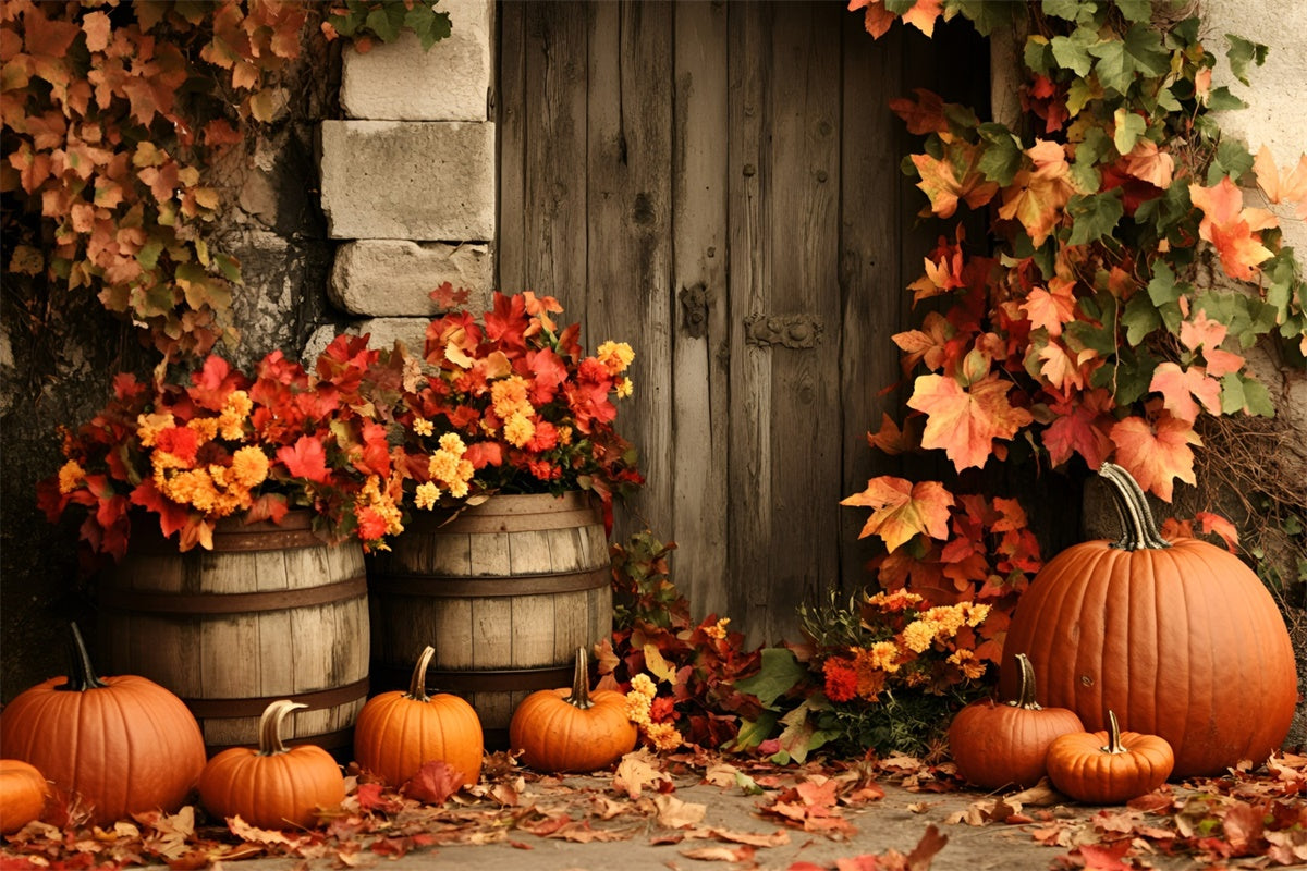 Herbst Blätter Hintergrund Holztür Herbst Floral Hintergrund GQ5-98