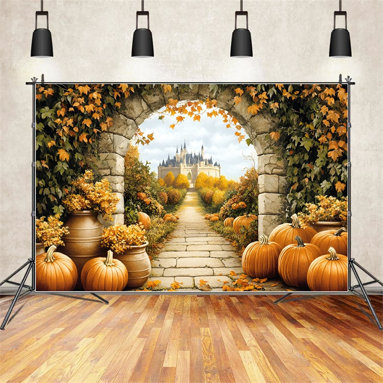 Burghintergrund Königlicher Kürbishain Herbst Fotohintergrund GQ57-102