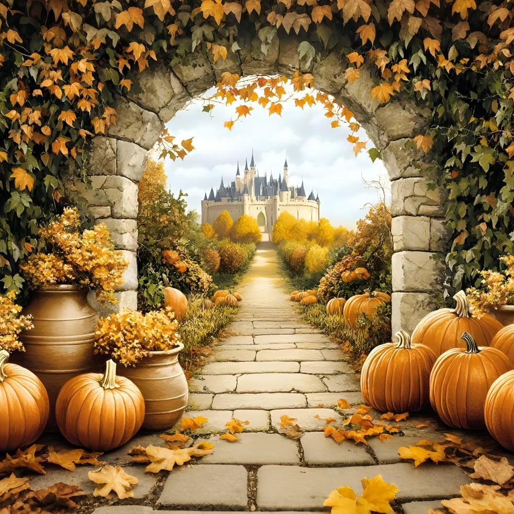 Burghintergrund Königlicher Kürbishain Herbst Fotohintergrund GQ57-102