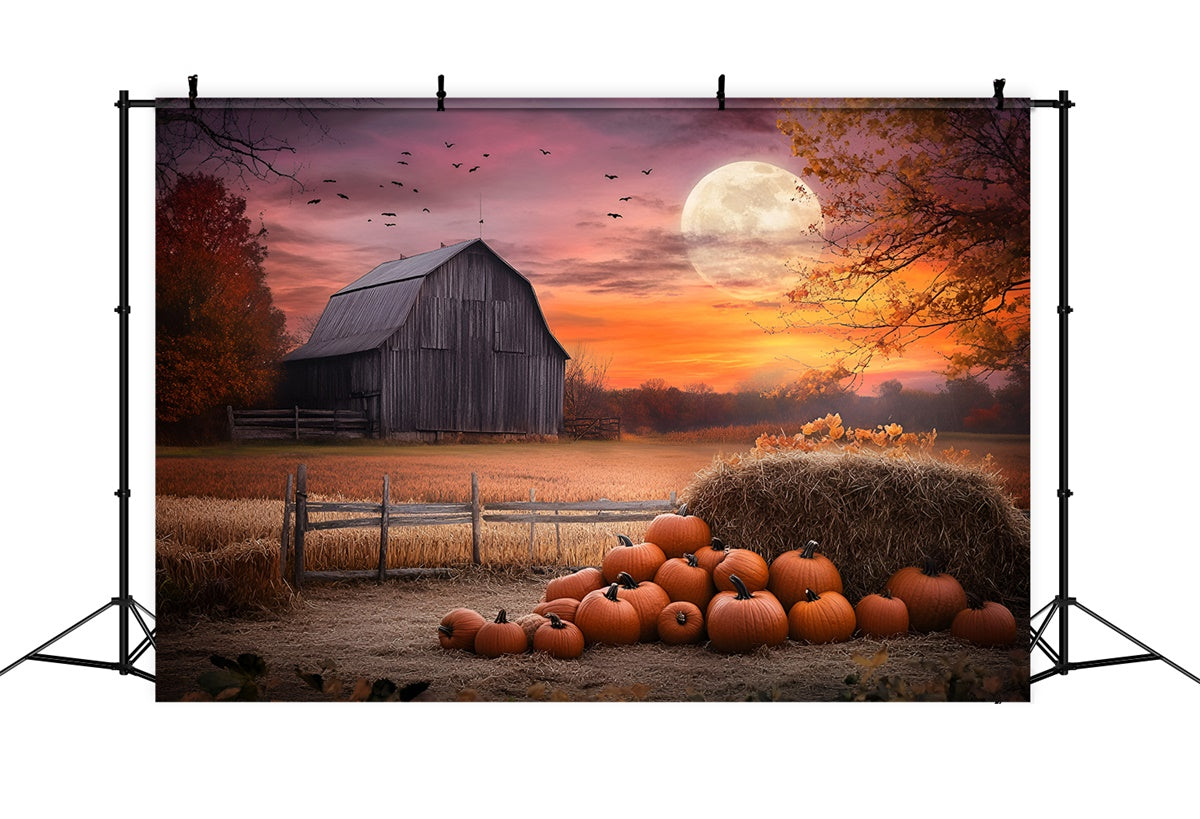 Sonnenuntergang Fotokulisse Dämmerung Scheune Szene Herbst Hintergründe GQ57-106