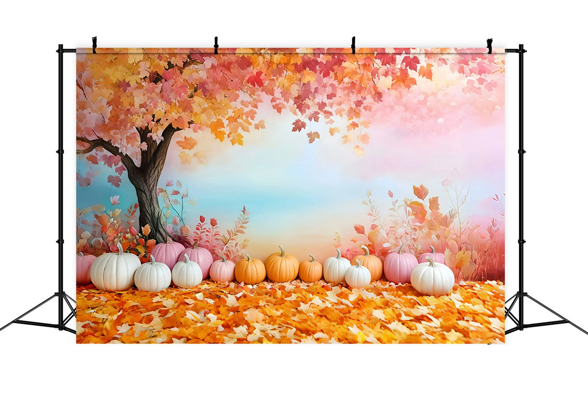 Herbstblätter Backdrop Pastell Kürbisträume Fotohintergrund GQ57-111