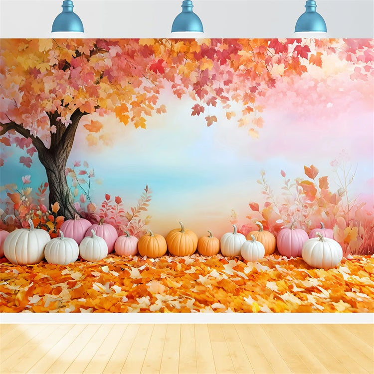 Herbstblätter Backdrop Pastell Kürbisträume Fotohintergrund GQ57-111