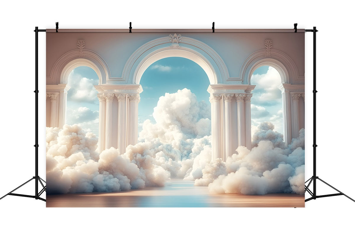 Wolkenhimmel Backdrop Serene Sky Arch Columns Fotohintergrund GQ57-124