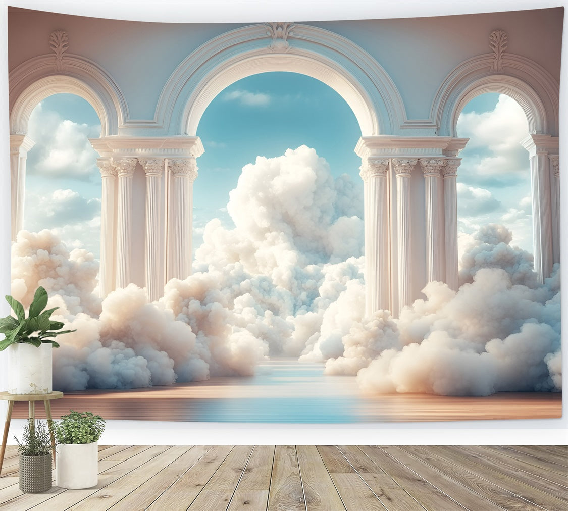 Wolkenhimmel Backdrop Serene Sky Arch Columns Fotohintergrund GQ57-124