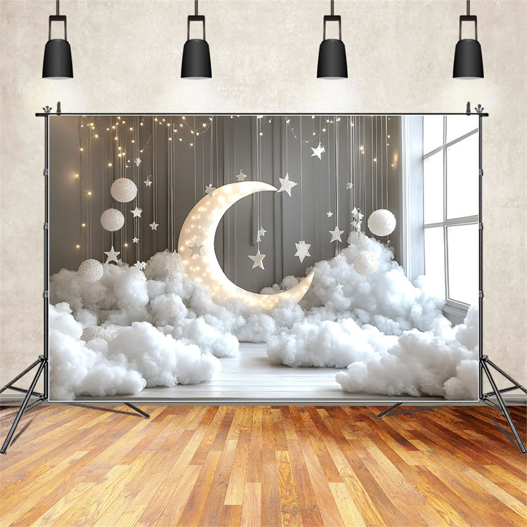 Wolken Backdrops Hängende Sterne Mond Setup Fotohintergrund GQ57-125