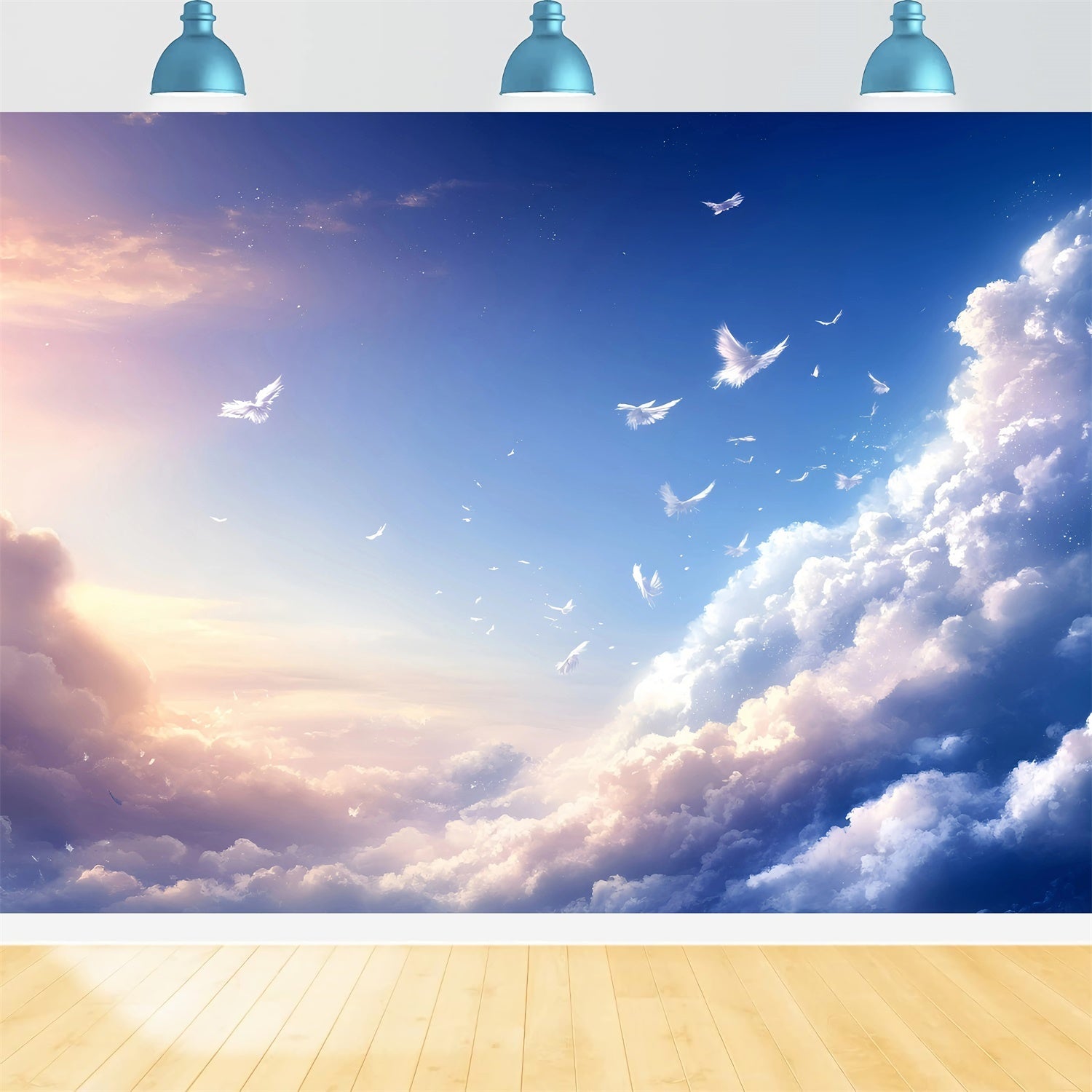 Blauer Himmel Backdrop Feather Drift Cloud Sky Fotohintergrund GQ57-127
