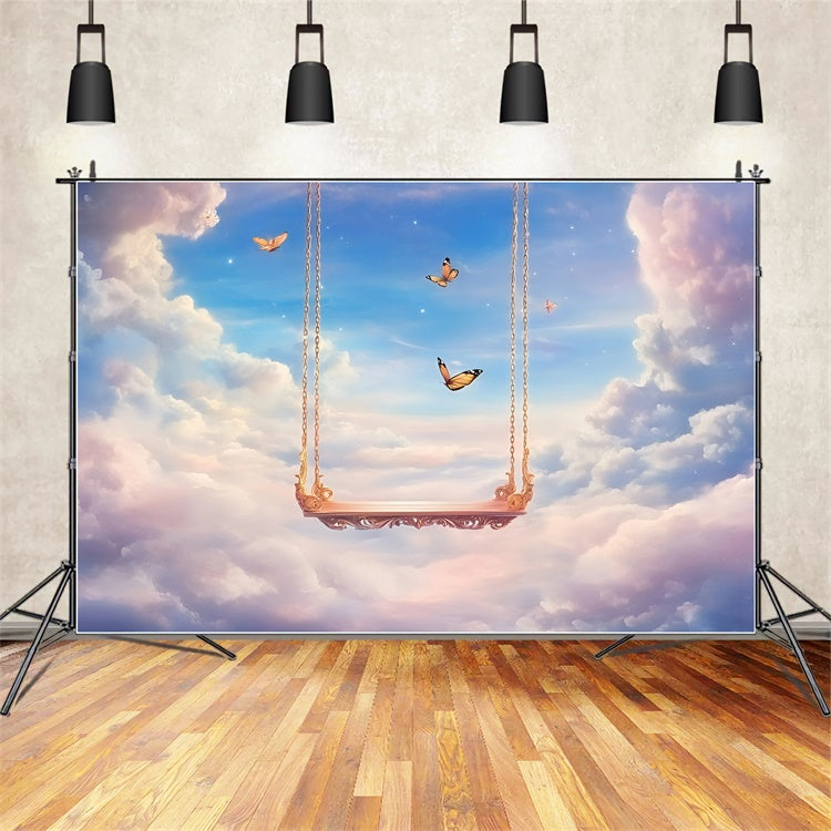 Wolken Himmel Backdrop Pastell Himmel Schmetterling Fotohintergrund GQ57-130