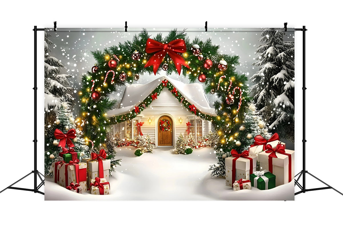 Weihnachten Backdrop Ideen Holiday Cottage Willkommen Hintergrund GQ57-17