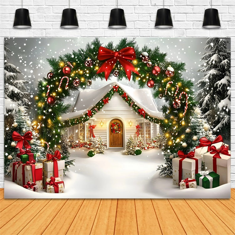 Weihnachten Backdrop Ideen Holiday Cottage Willkommen Hintergrund GQ57-17