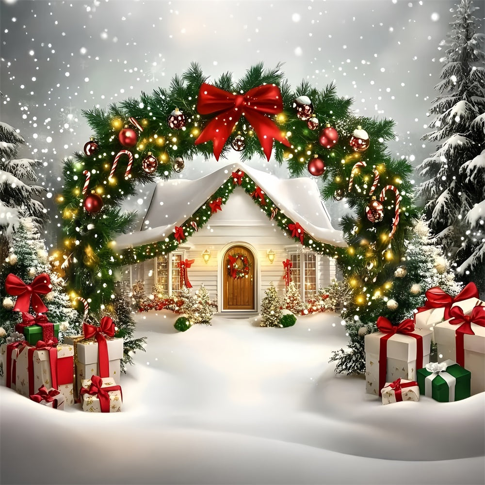 Weihnachten Backdrop Ideen Holiday Cottage Willkommen Hintergrund GQ57-17