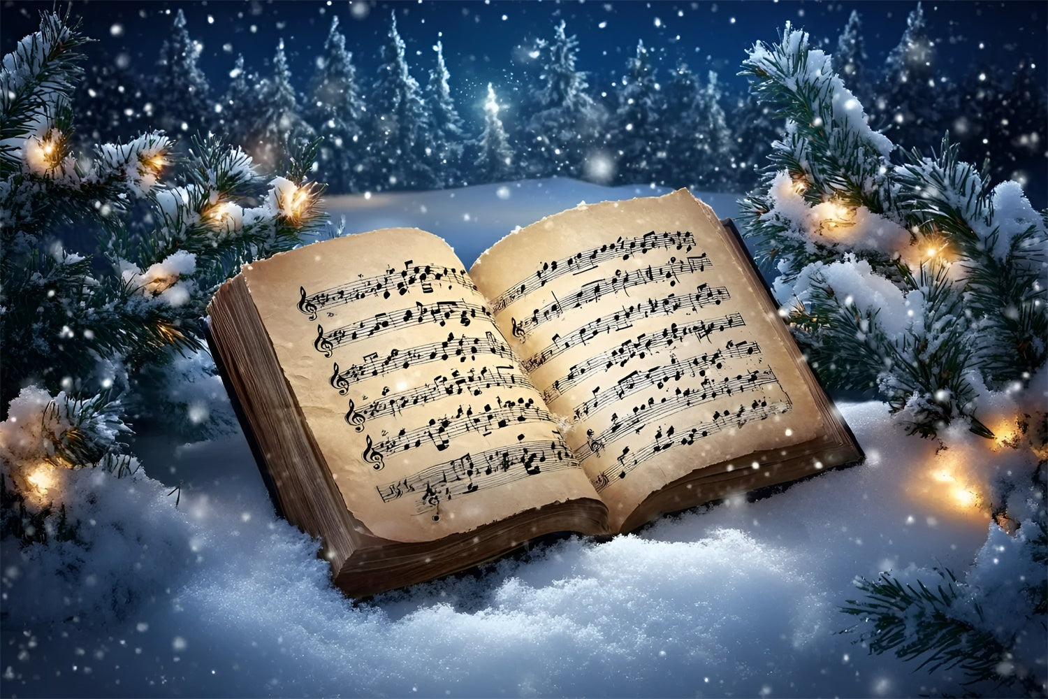 Weihnachten Backdrops Stille Nacht Noten Backdrop GQ57-20