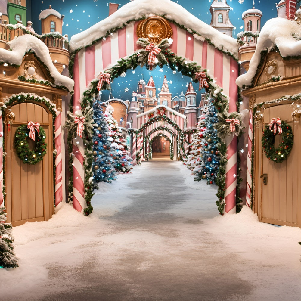 Weihnachten Fotohintergründe Festlicher Marktspaziergang Hintergrund GQ57-22