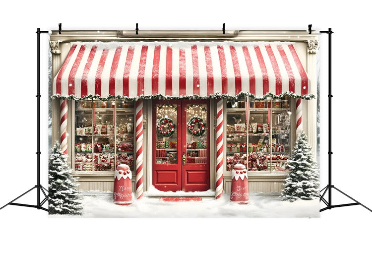 Weihnachten Fotokulissen Gestreifte Süßigkeiten Markt Kulisse GQ57-28