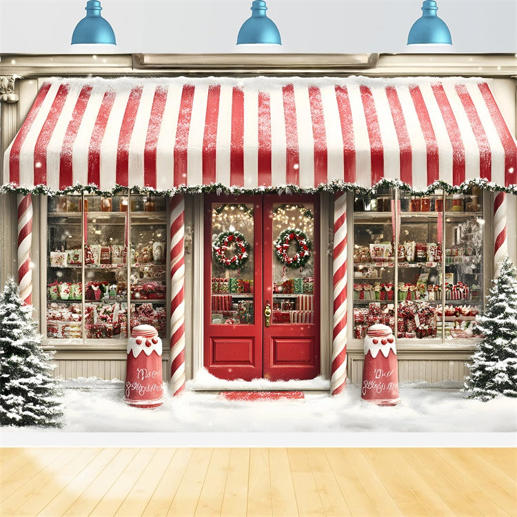 Weihnachten Fotokulissen Gestreifte Süßigkeiten Markt Kulisse GQ57-28