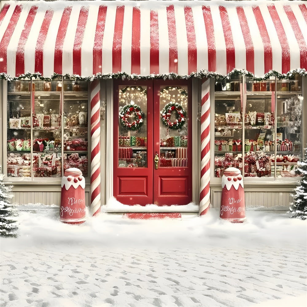 Weihnachten Fotokulissen Gestreifte Süßigkeiten Markt Kulisse GQ57-28