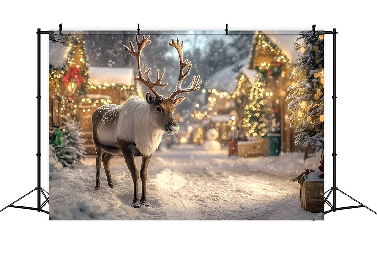 Weihnachten Fotohintergrund Rentier Dorf Magische Kulisse GQ57-32