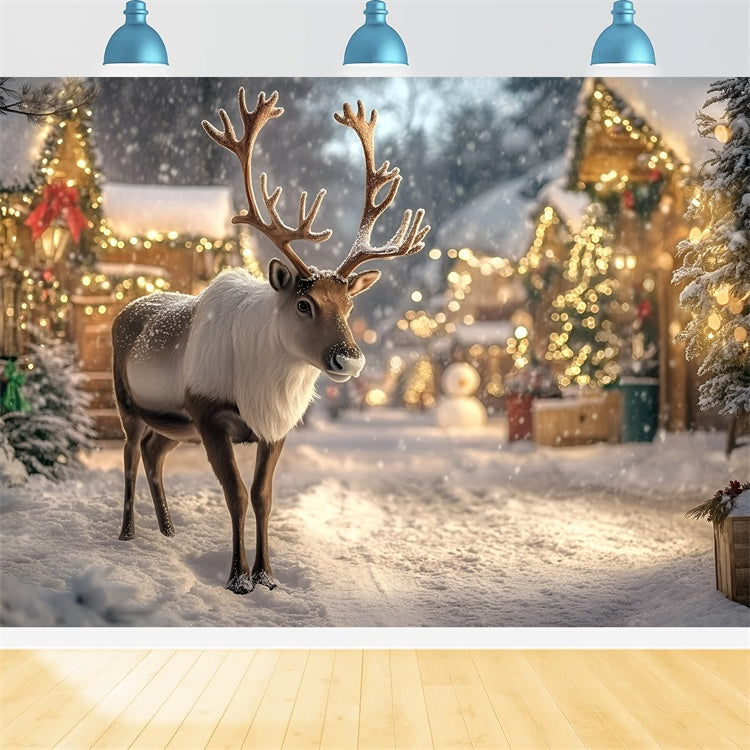 Weihnachten Fotohintergrund Rentier Dorf Magische Kulisse GQ57-32