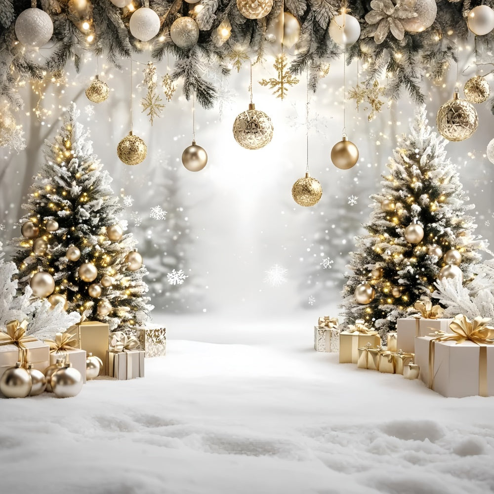 Weihnachten Backdrops für Fotos Snowy Elegance Glow Backdrop GQ57-33