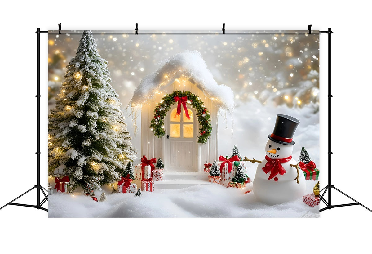 Weihnachten Fotografie Backdrops Schneemann Cottage Cheer Backdrop GQ57-34
