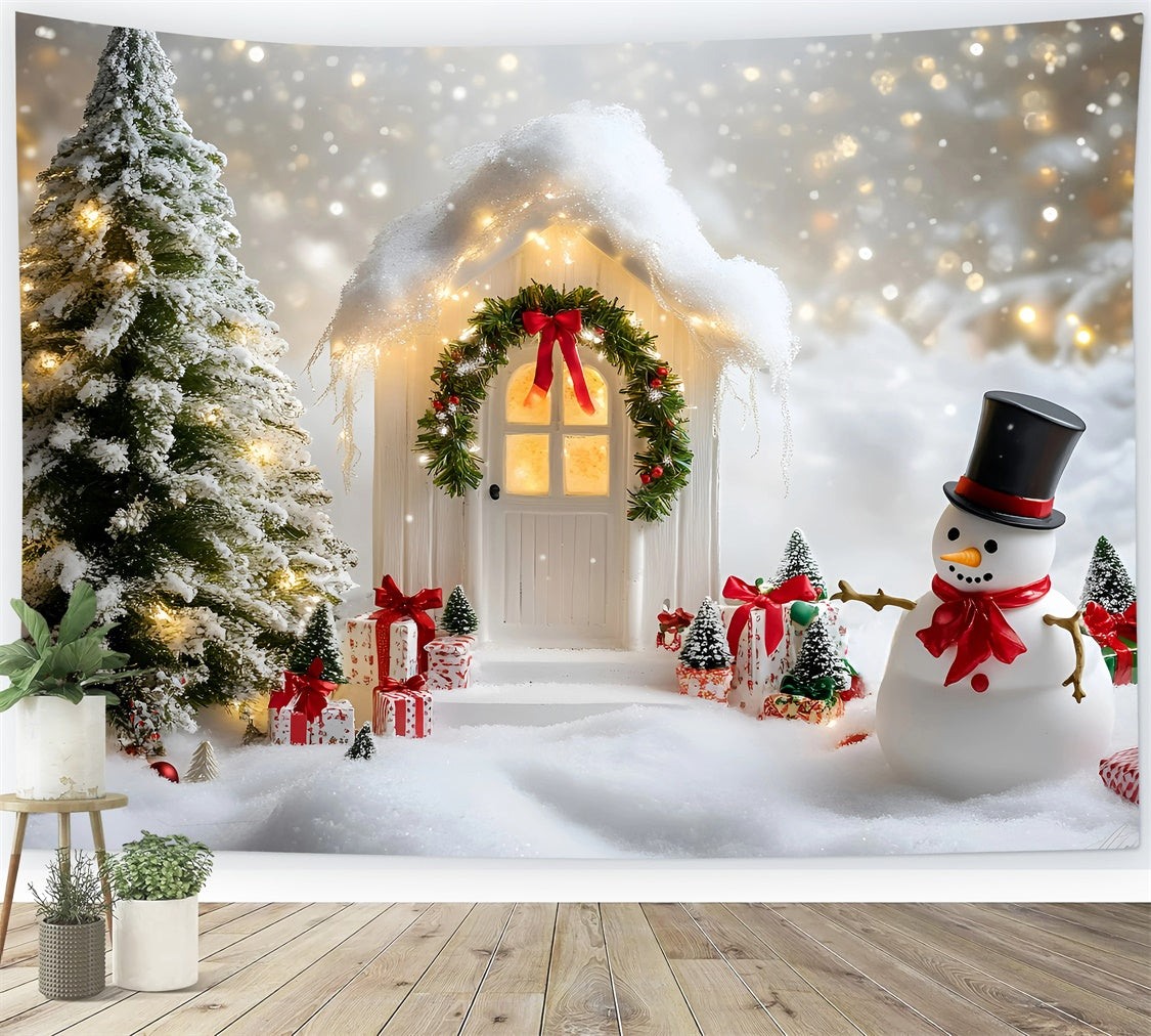 Weihnachten Fotografie Backdrops Schneemann Cottage Cheer Backdrop GQ57-34