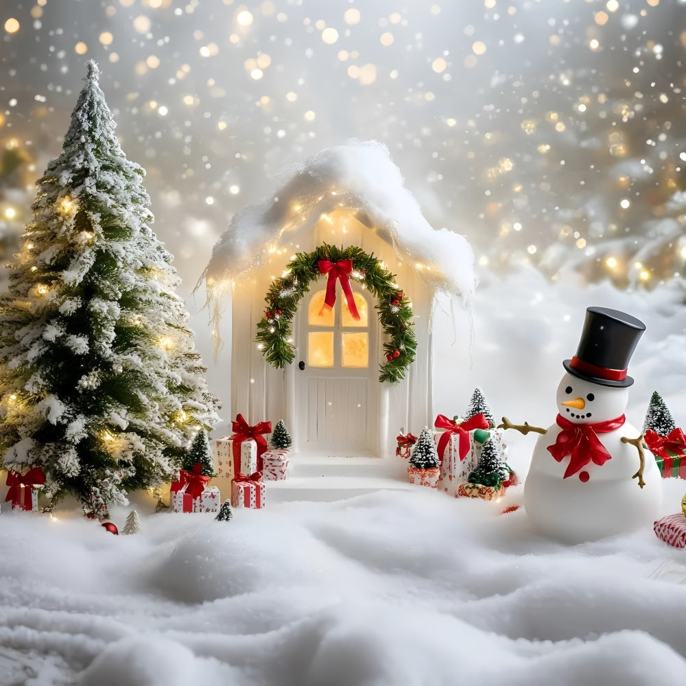 Weihnachten Fotografie Backdrops Schneemann Cottage Cheer Backdrop GQ57-34
