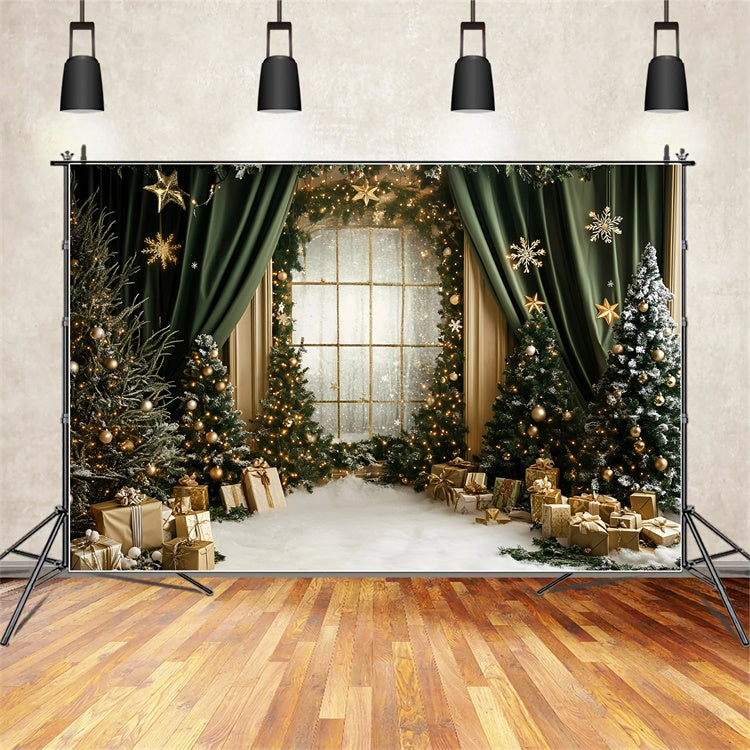 Weihnachtshintergründe für Fotos Grüner Vorhang Regal Hintergrund GQ57-35