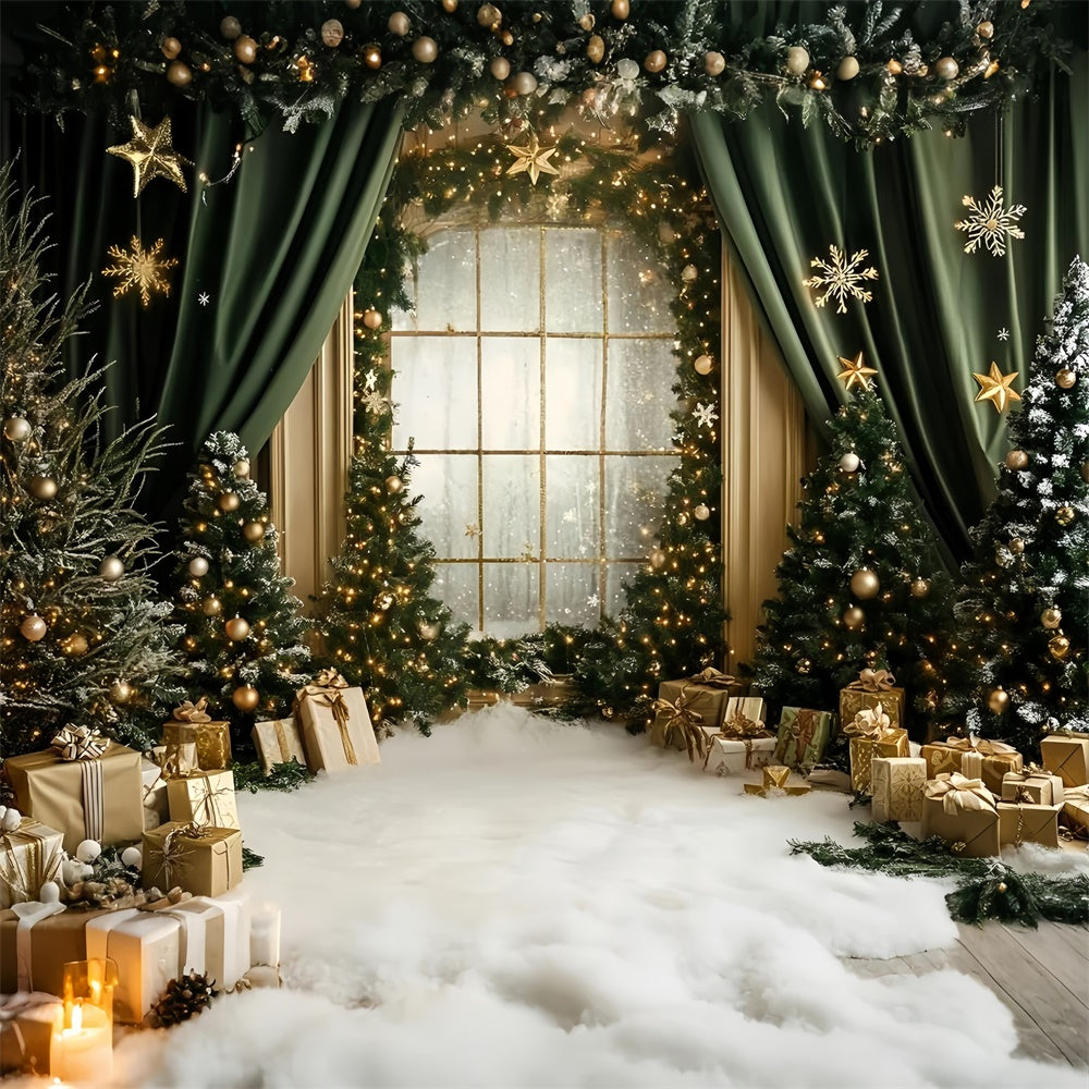 Weihnachtshintergründe für Fotos Grüner Vorhang Regal Hintergrund GQ57-35
