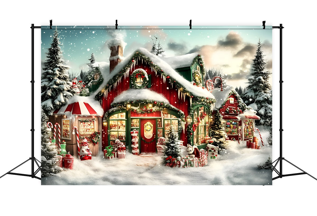 Weihnachten Backdrop Ideen Zuckerstange Cottage Glow Hintergrund GQ57-37