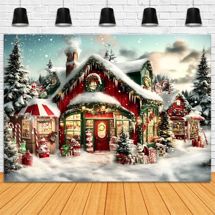 Weihnachten Backdrop Ideen Zuckerstange Cottage Glow Hintergrund GQ57-37