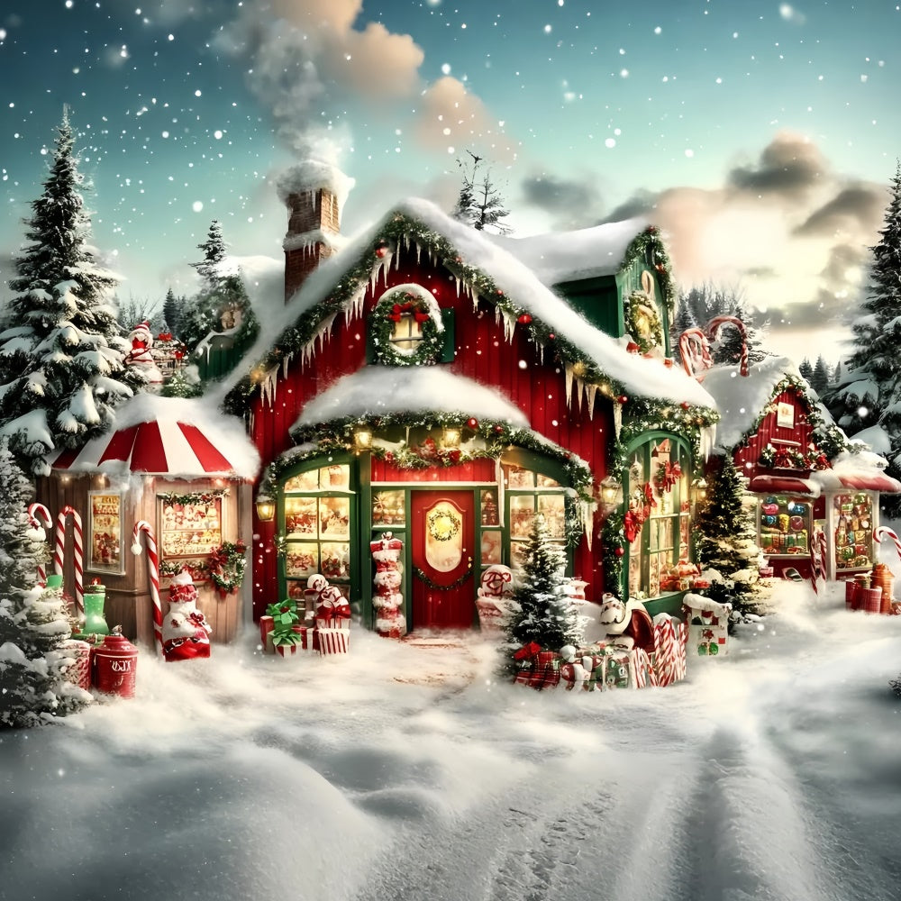Weihnachten Backdrop Ideen Zuckerstange Cottage Glow Hintergrund GQ57-37