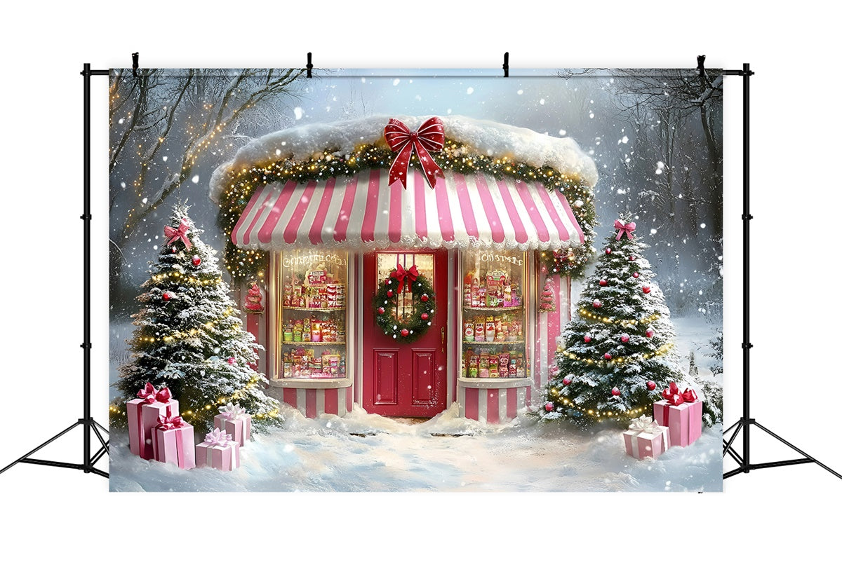Weihnachten Backdrop für Fotos Rosa Festliche Sweet Shop Backdrop GQ57-38