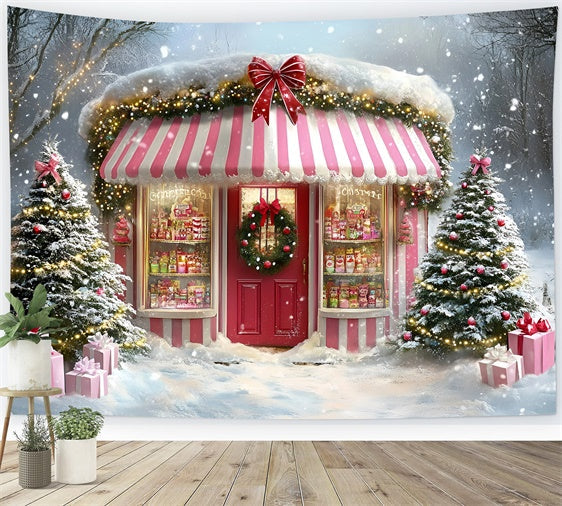 Weihnachten Backdrop für Fotos Rosa Festliche Sweet Shop Backdrop GQ57-38