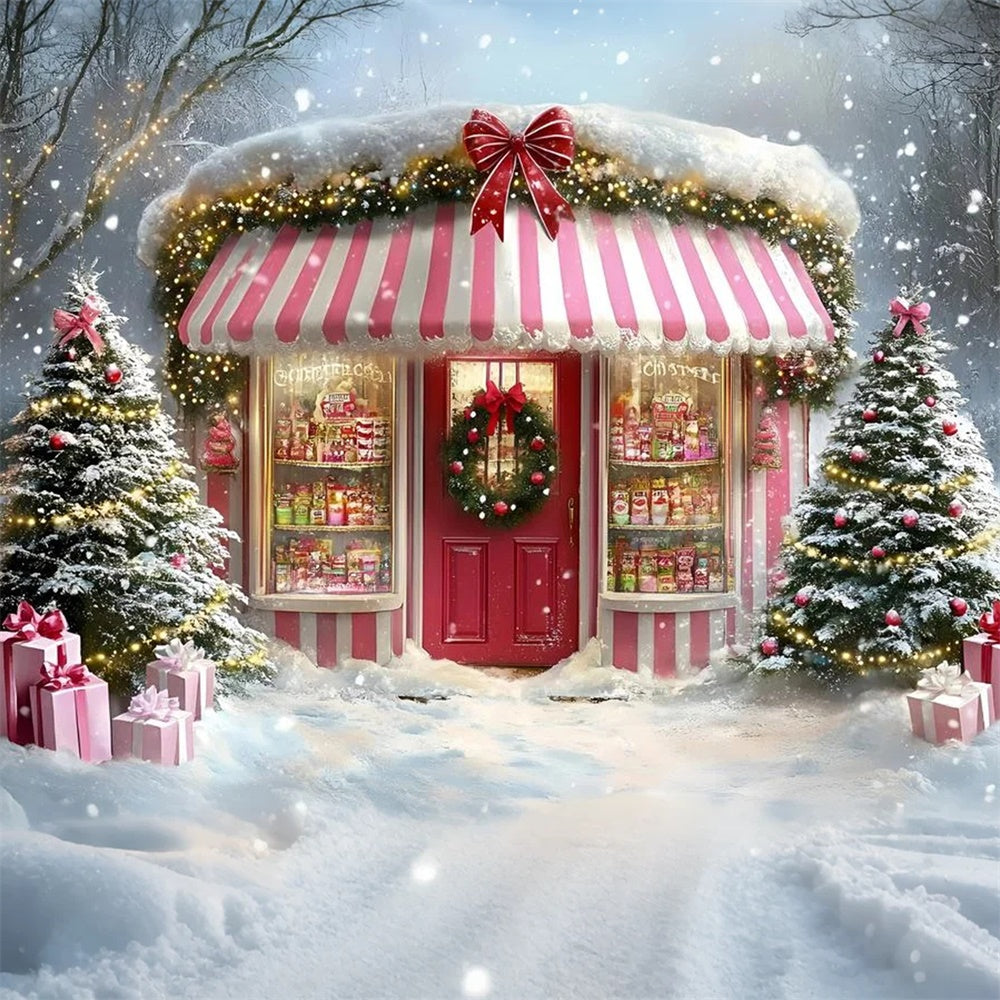 Weihnachten Backdrop für Fotos Rosa Festliche Sweet Shop Backdrop GQ57-38