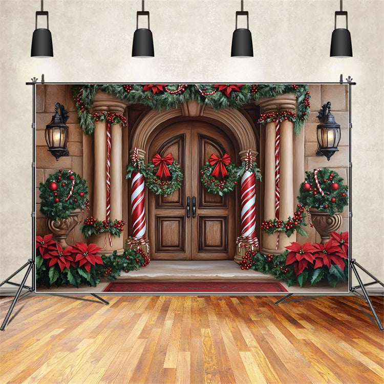Weihnachten Backdrops Verkauf Zuckerstangen Säule Eingang Backdrop GQ57-39