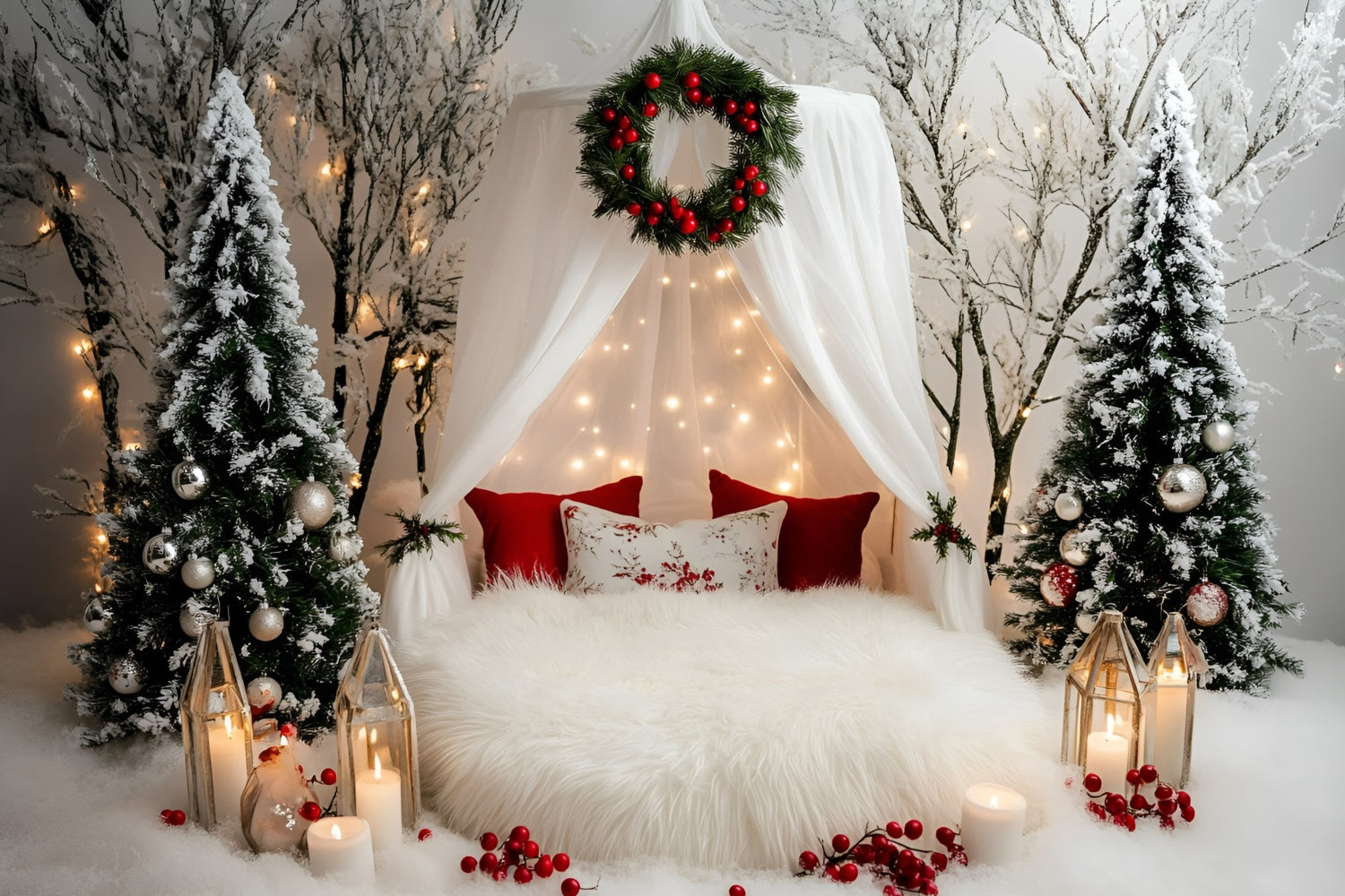 Weihnachten Backdrops für Fotos Winter White Dreams Backdrop GQ57-41