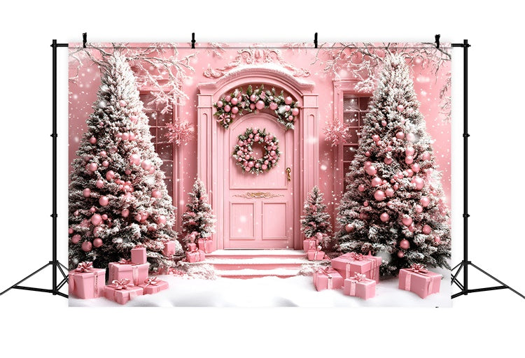 Weihnachten Backdrops Whimsical Pink Holiday Winter Backdrop GQ57-49